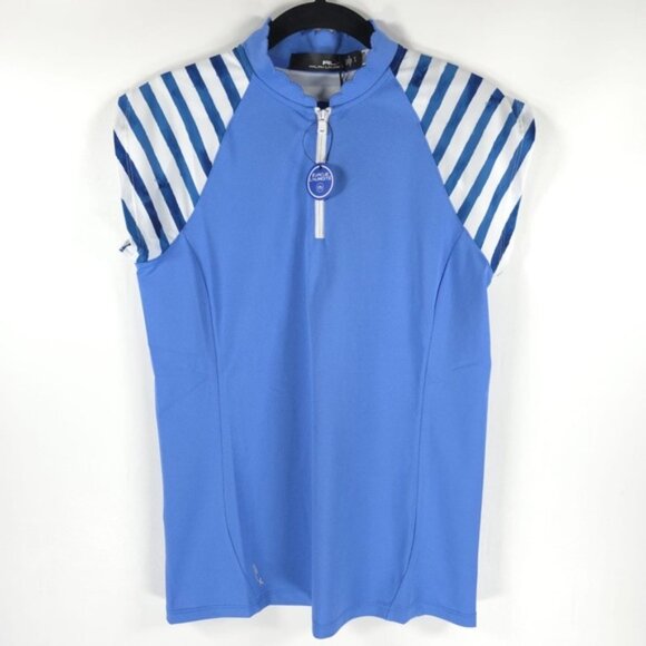 NWT RLX RALPH LAUREN Golf 2/15 HRBR BLUE Cap Sleeve Pique Shirt Size S - Picture 6 of 16